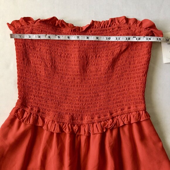 Maison Jules Rhubarb Red Strapless‎ Smocked Romper Women’s Size Medium - Picture 5 of 11